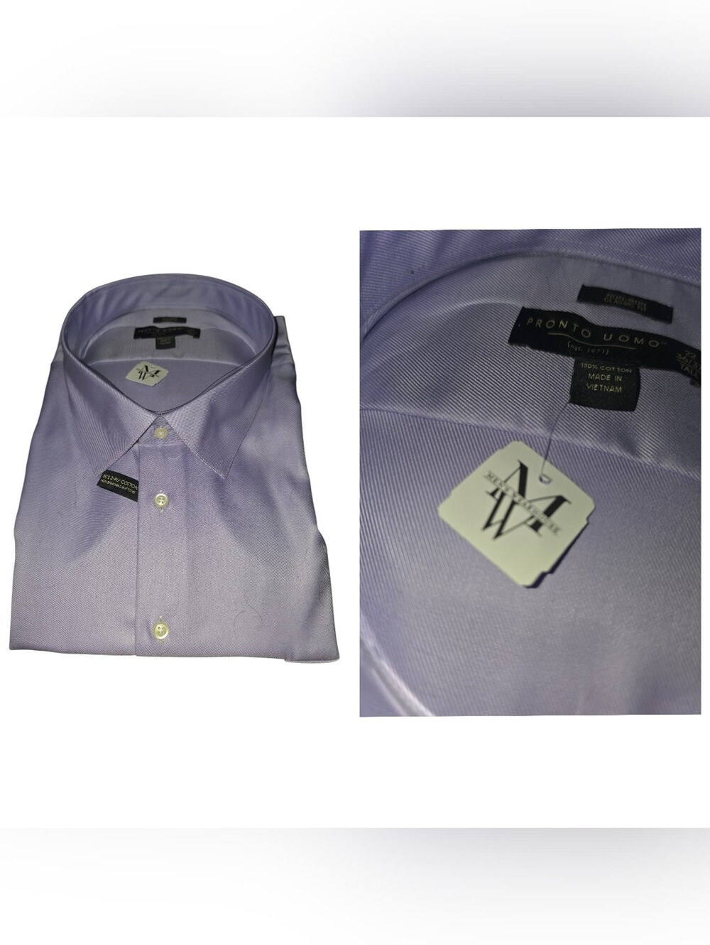 6/11/6. Mens Pronto Uomo Light Lavender Dress Shirt